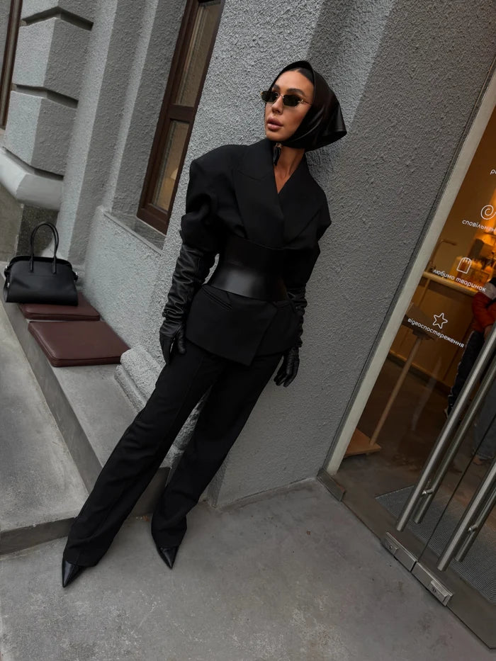 Black Leather Basque Belt