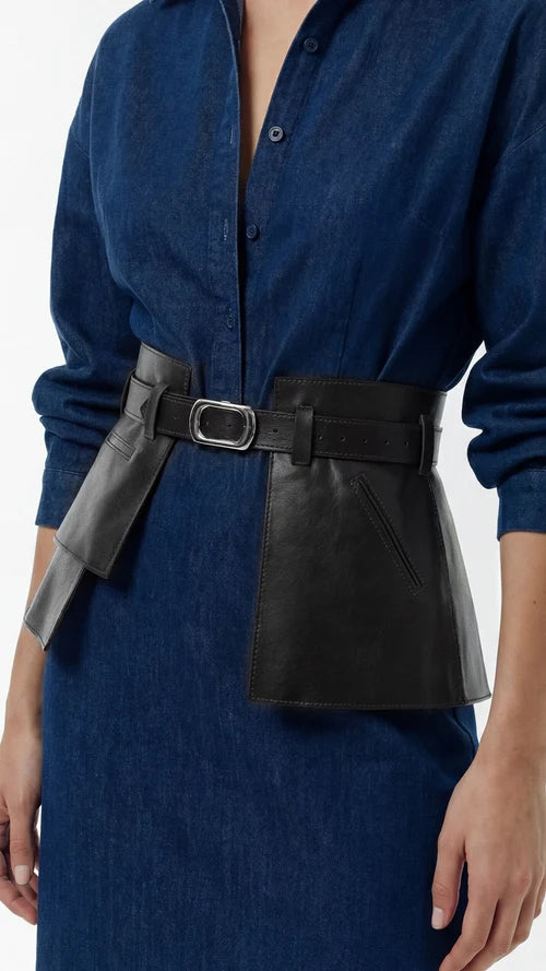 Black Leather Basque Belt