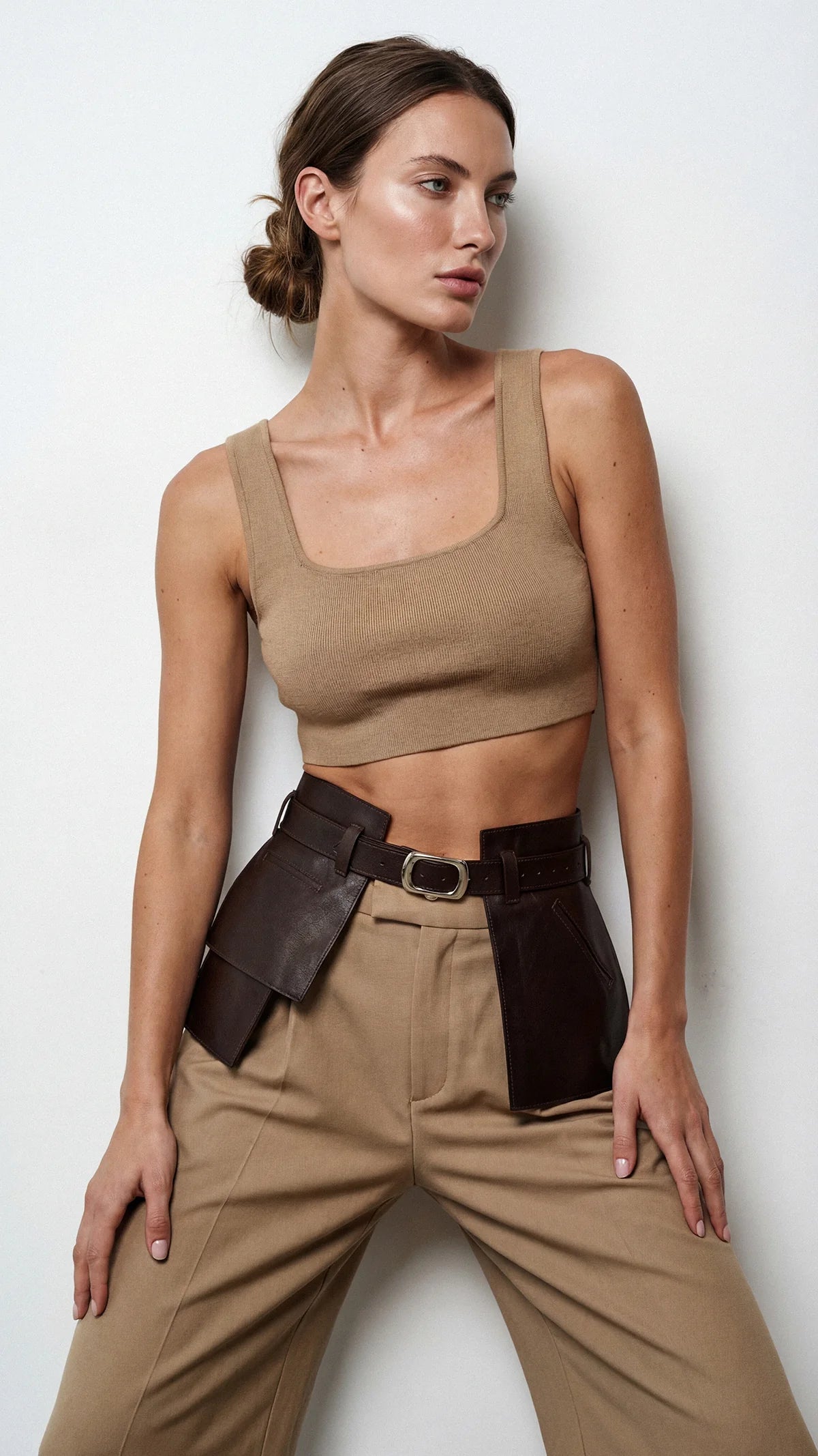 Brown Leather Basque Belt