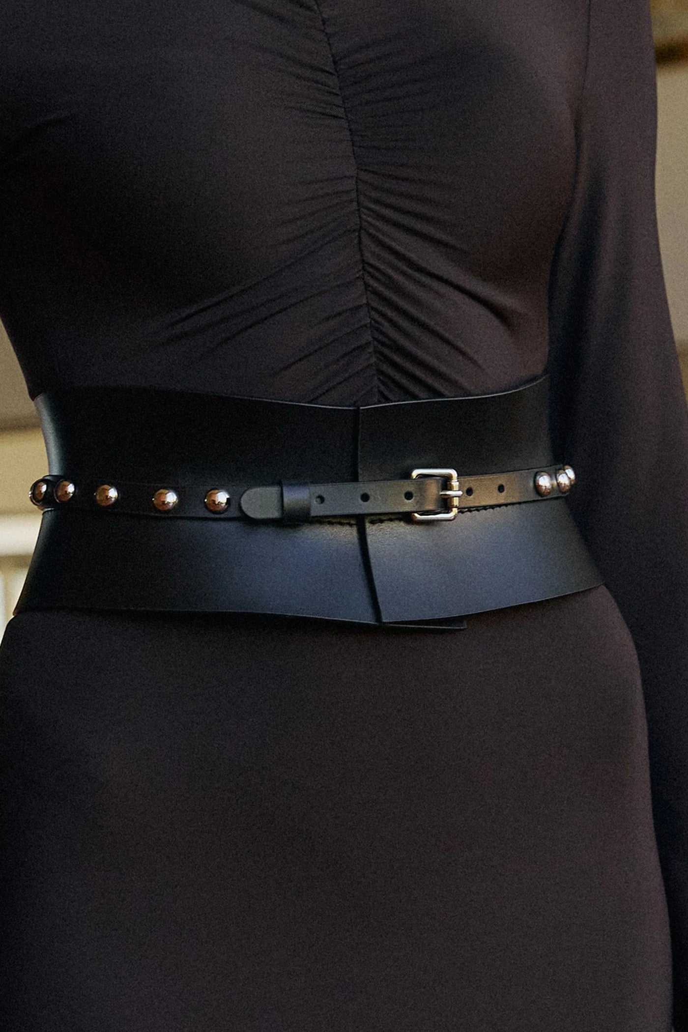 Black Leather Basque Belt