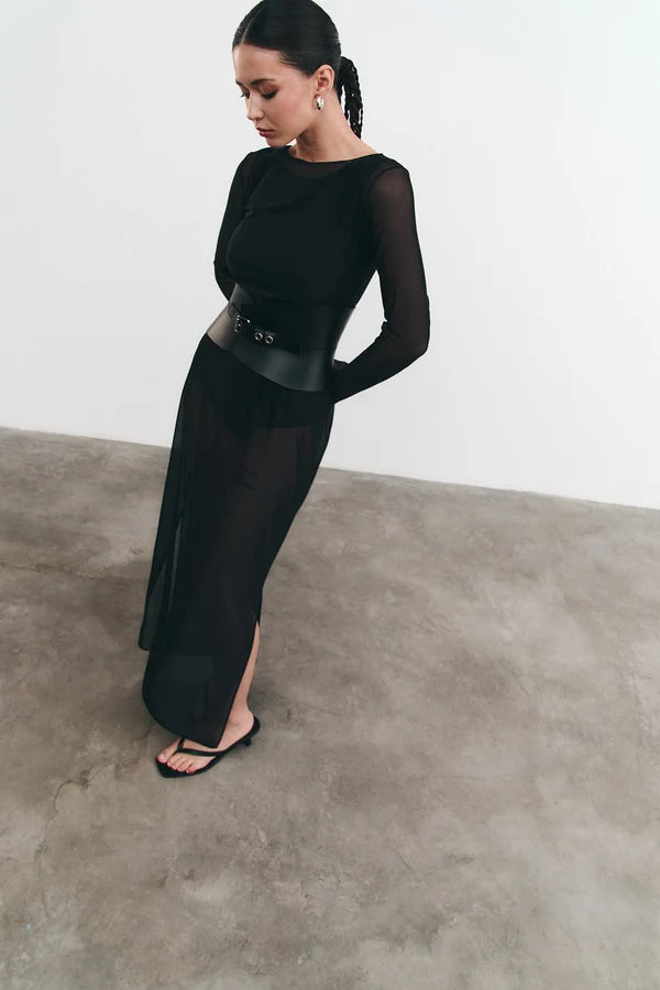 Black Leather Basque Belt