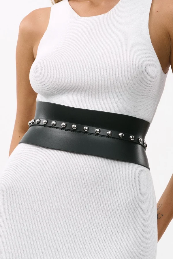 Black Leather Basque Belt