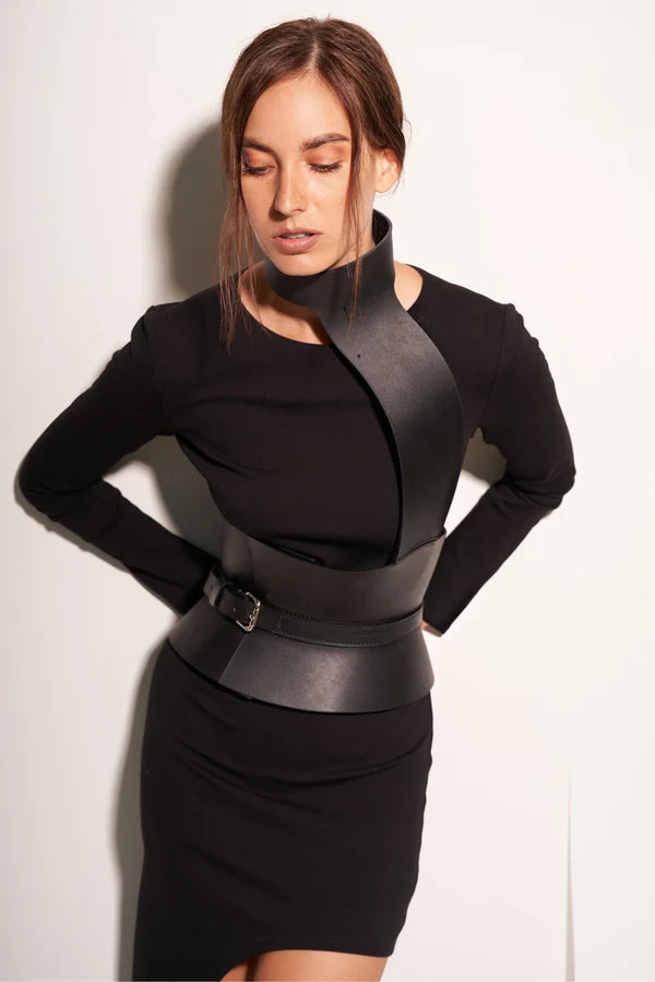 Black Leather Basque Belt