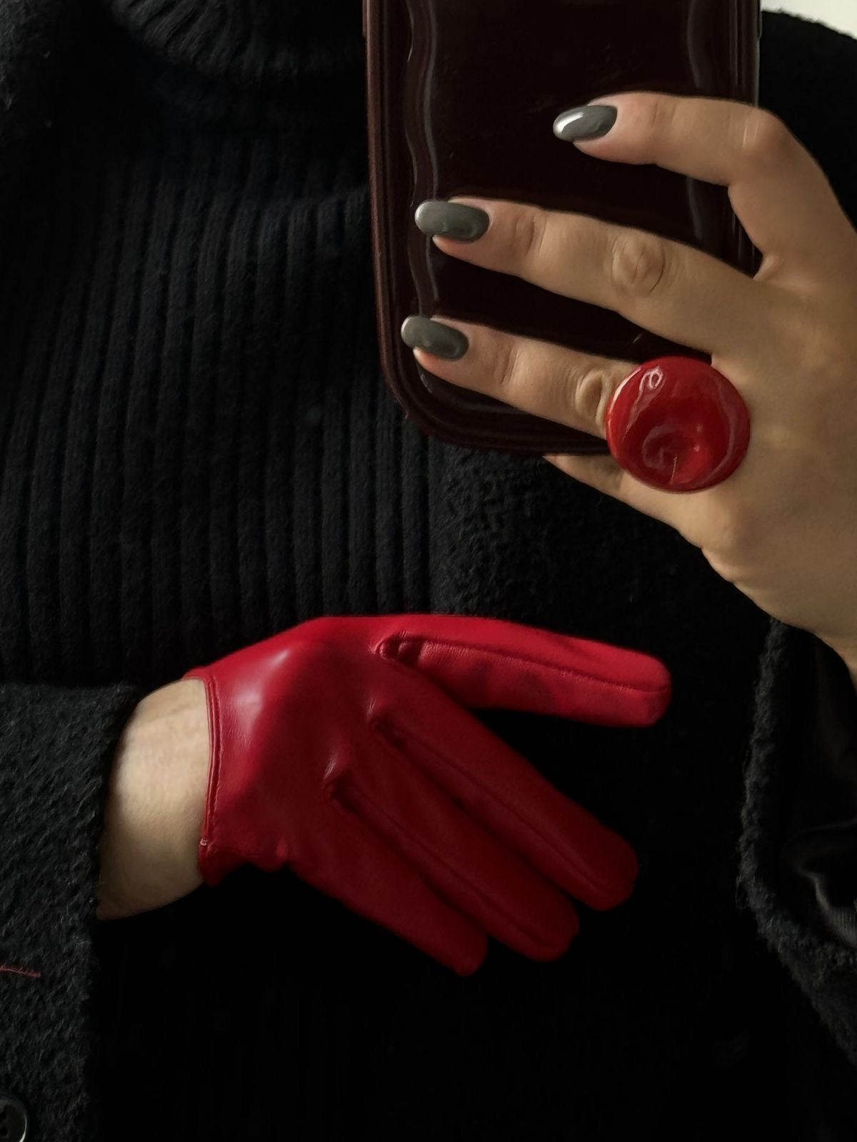 Leather Red Gloves