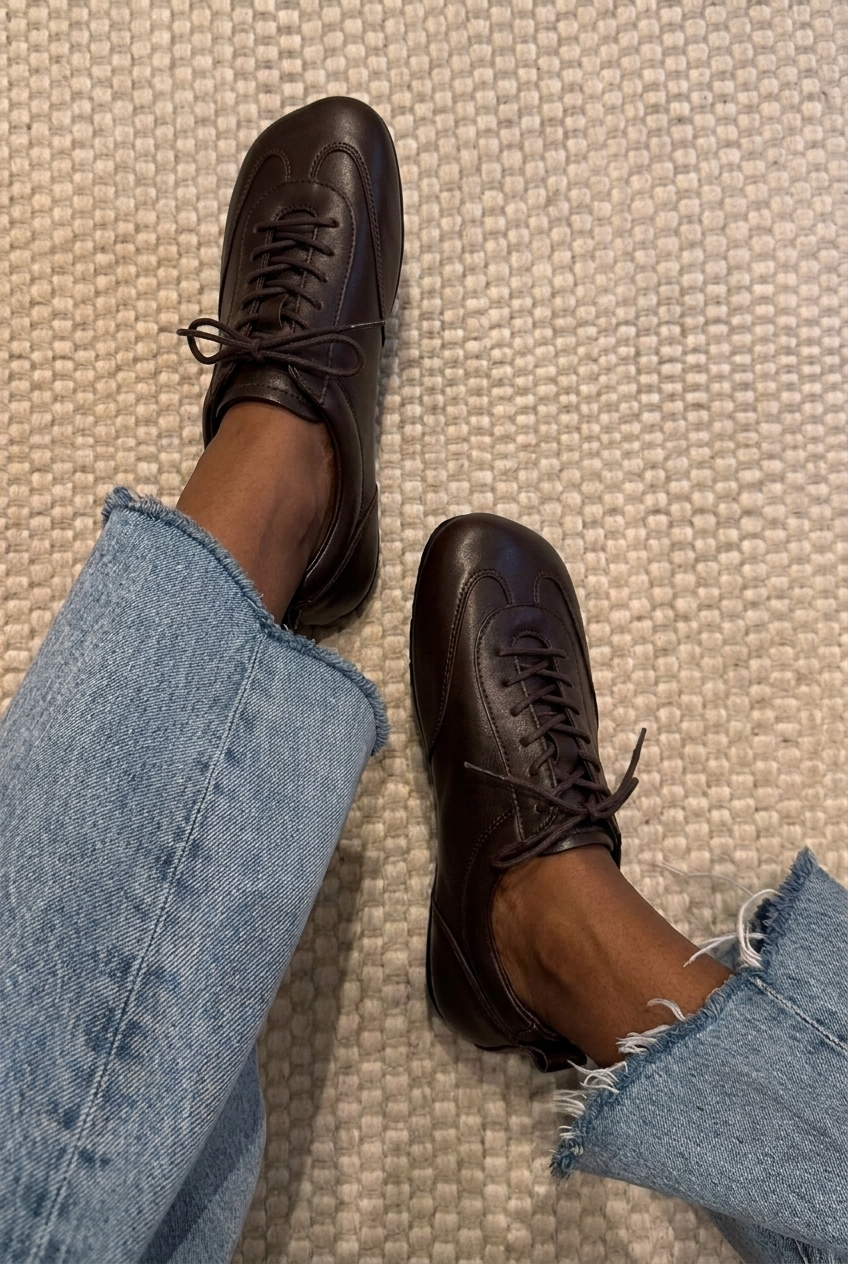 Leather brown sneakers Luna
