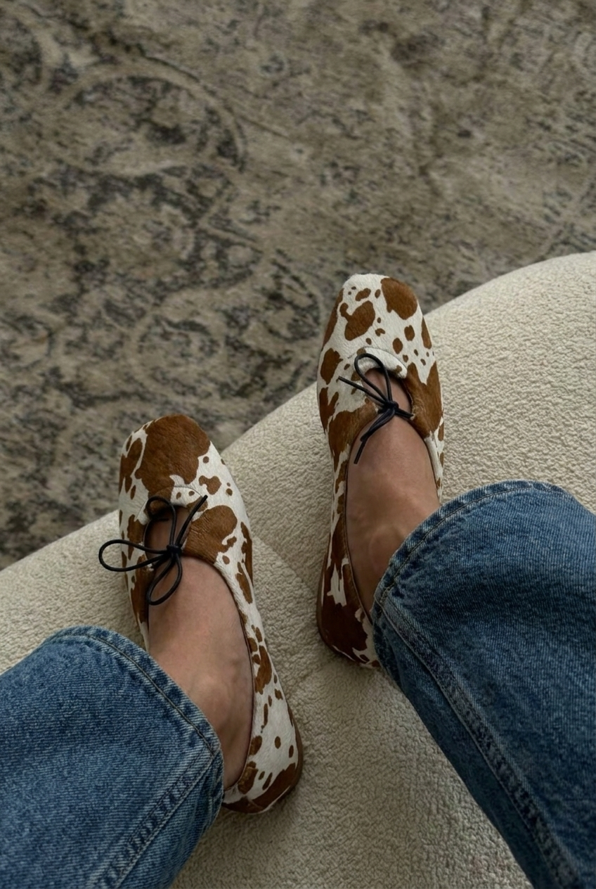 Ballet Flats Cow Print