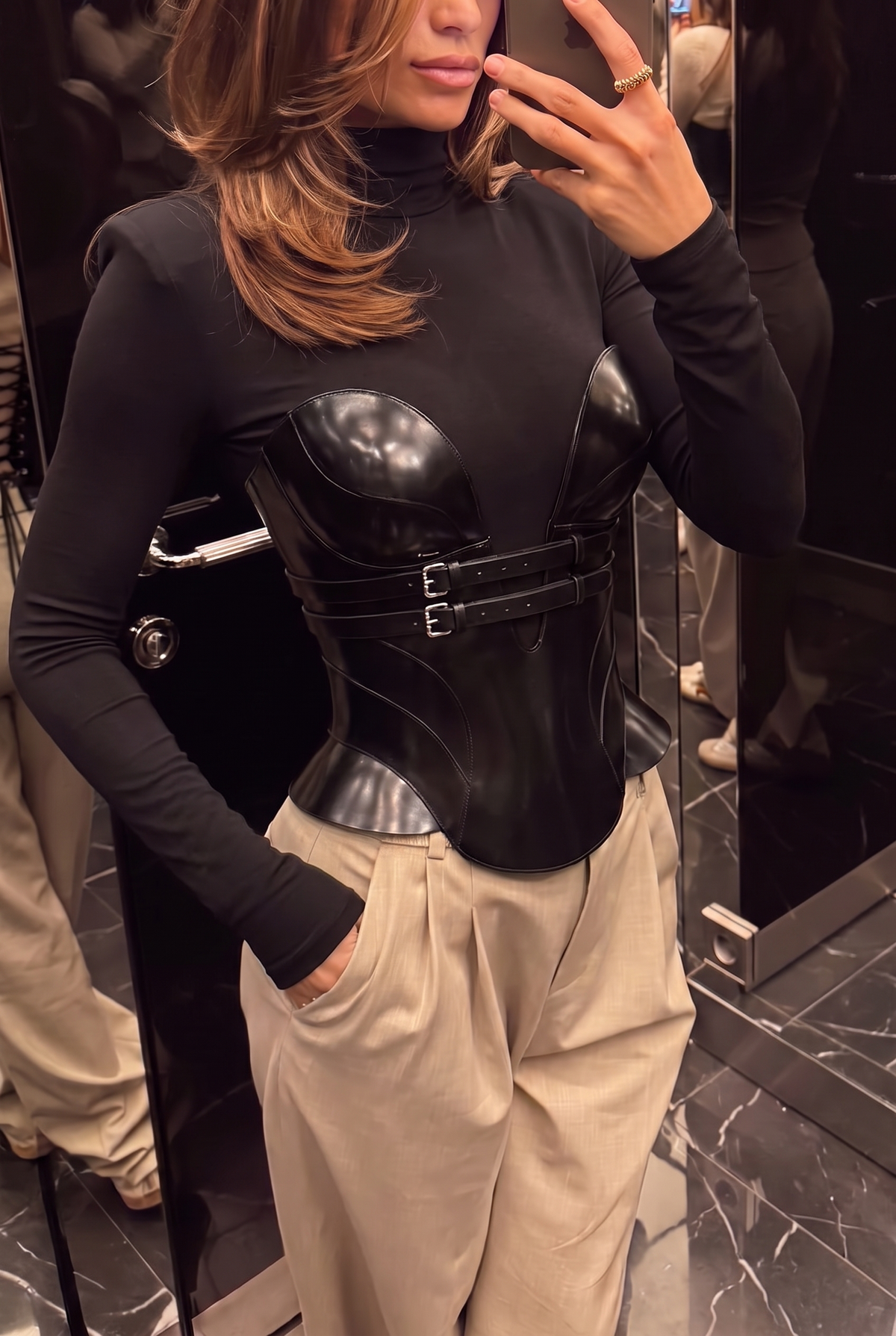 Black Leather Basque Belt