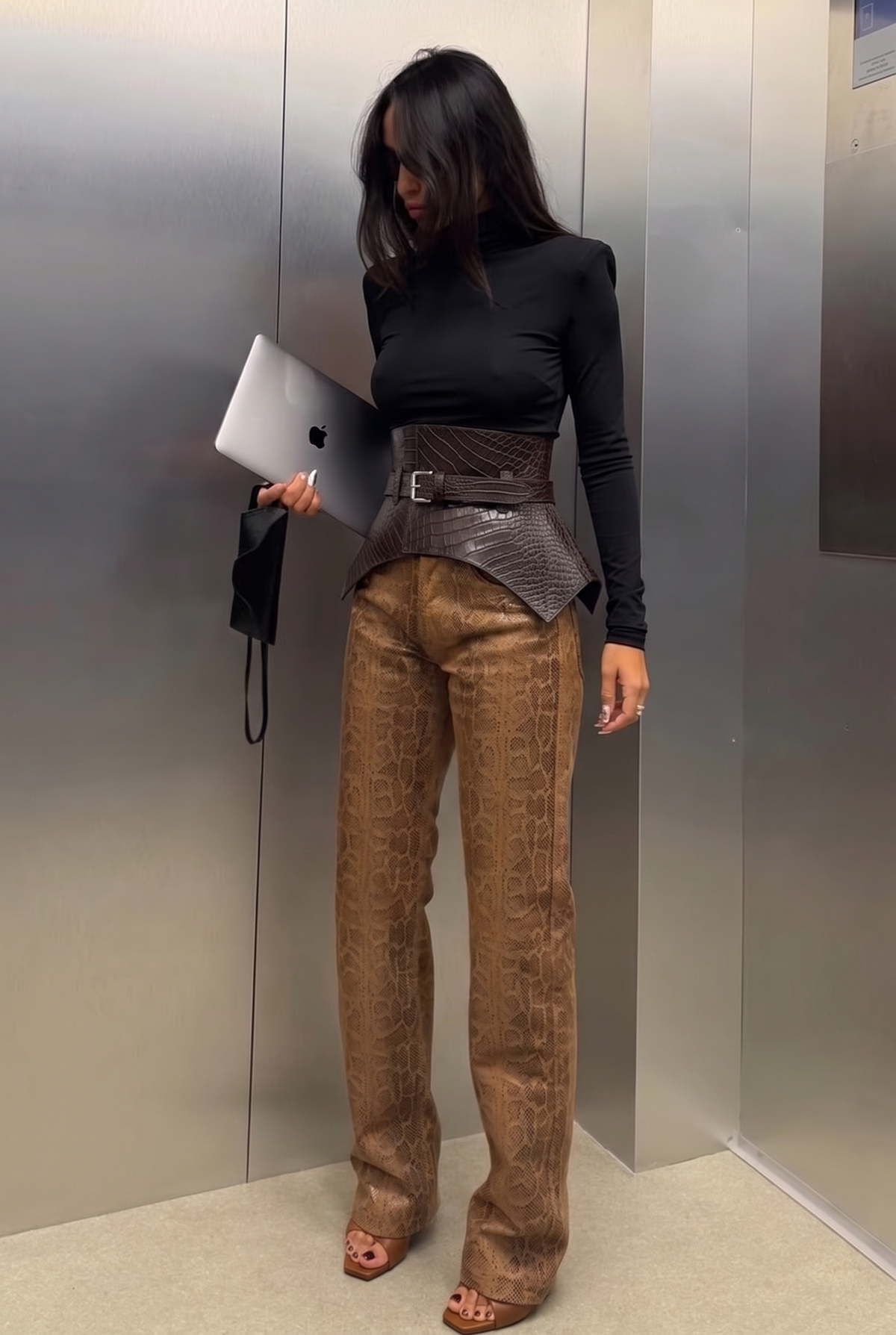 Brown Leather Basque Belt