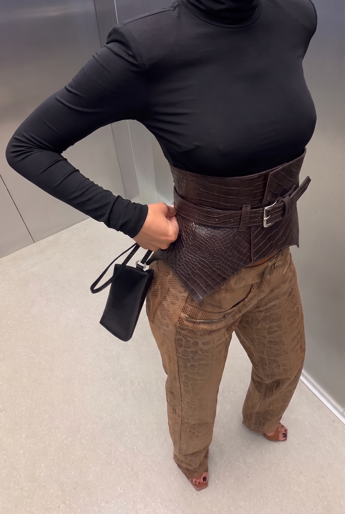 Brown Leather Basque Belt
