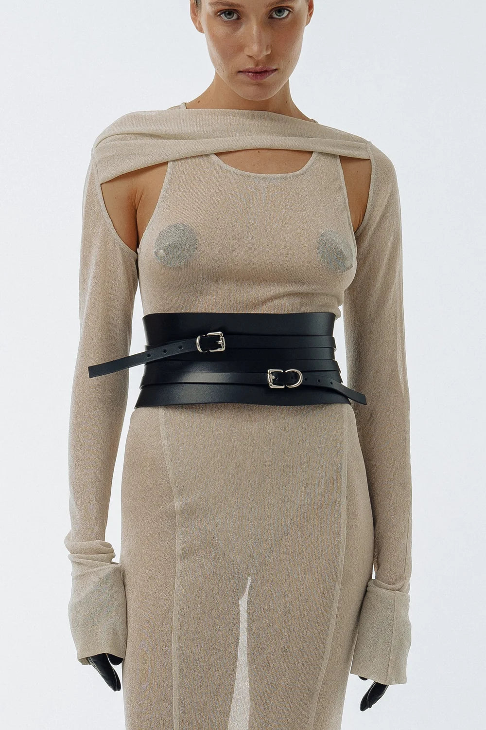 Black Leather Basque Belt