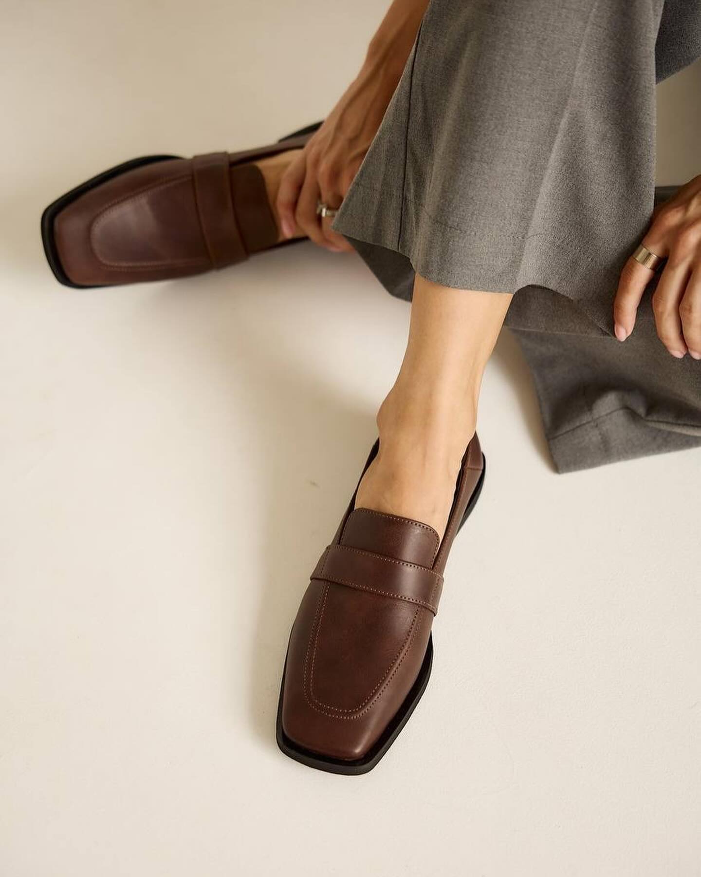 Brown leather loafers Mari