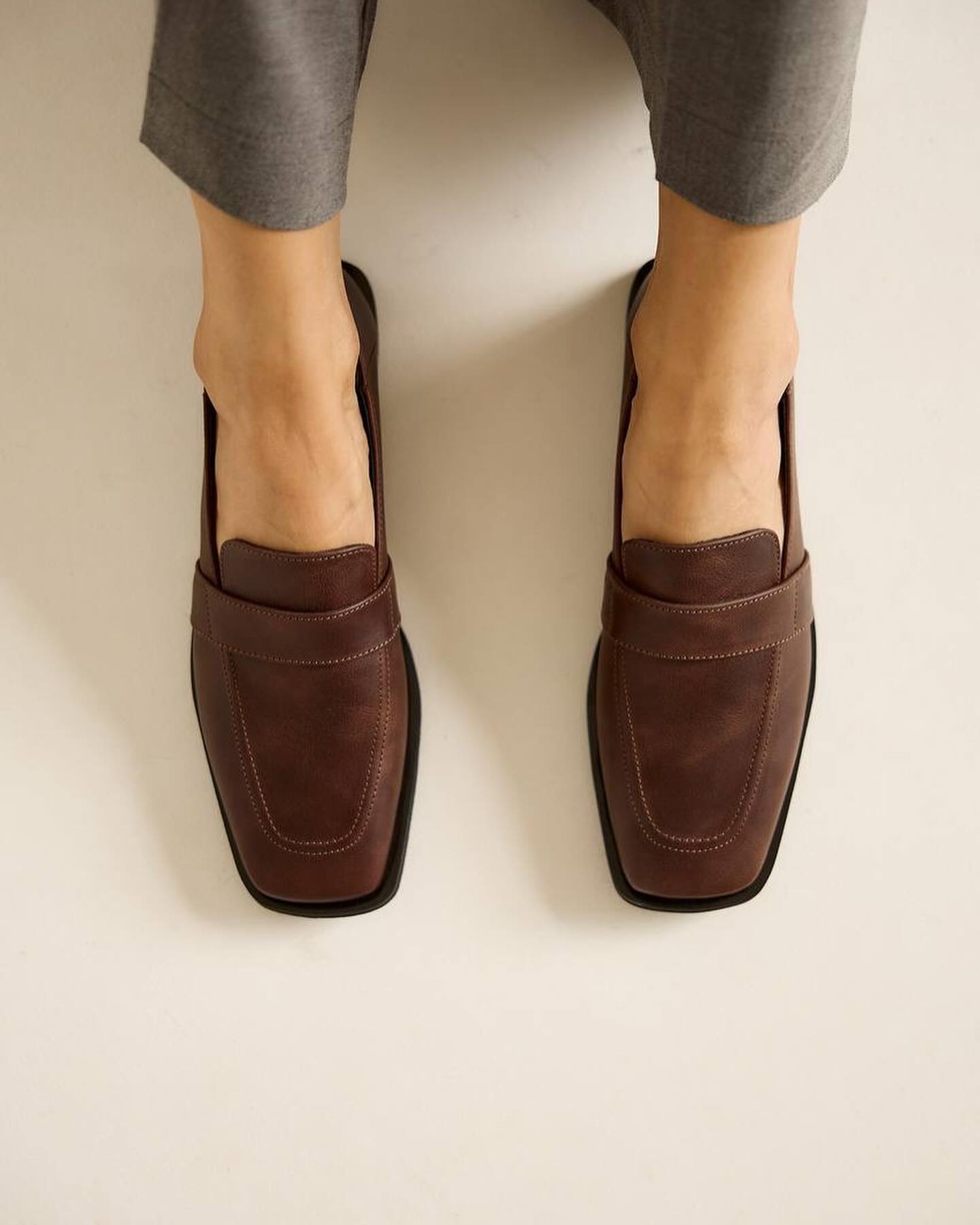 Brown leather loafers Mari
