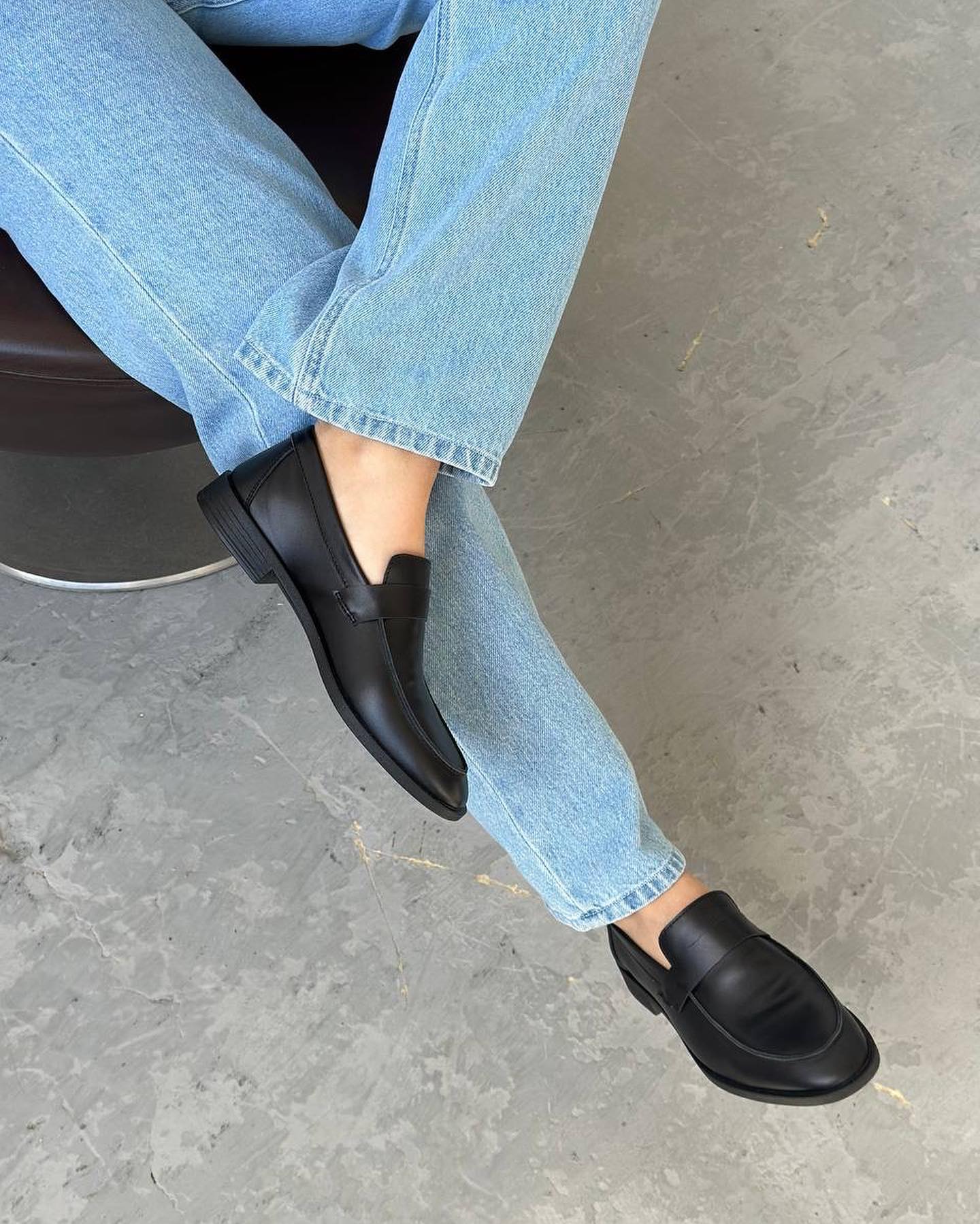 Black leather loafers Mari