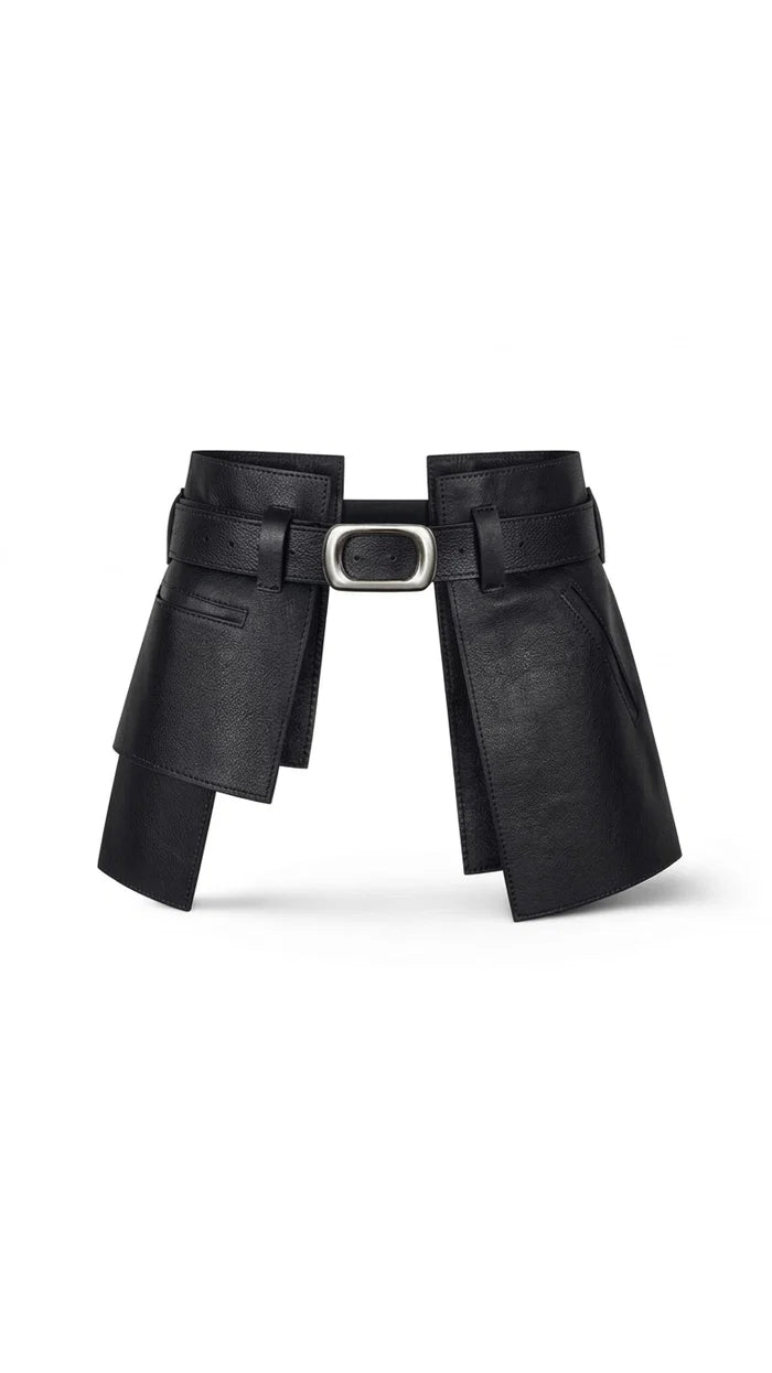 Black Leather Basque Belt