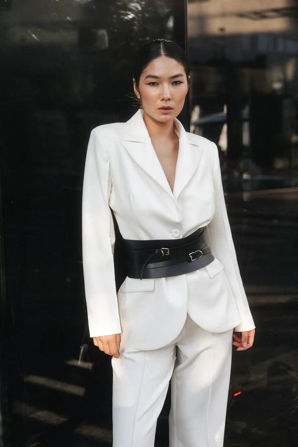Black Leather Basque Belt