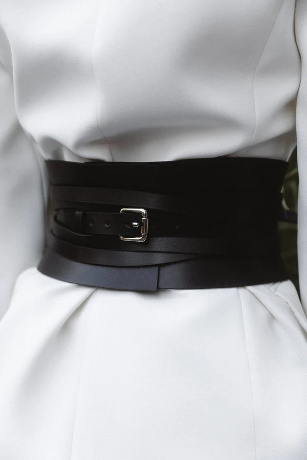 Black Leather Basque Belt