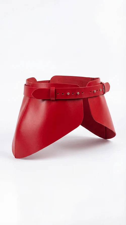 Red Leather Basque Belt