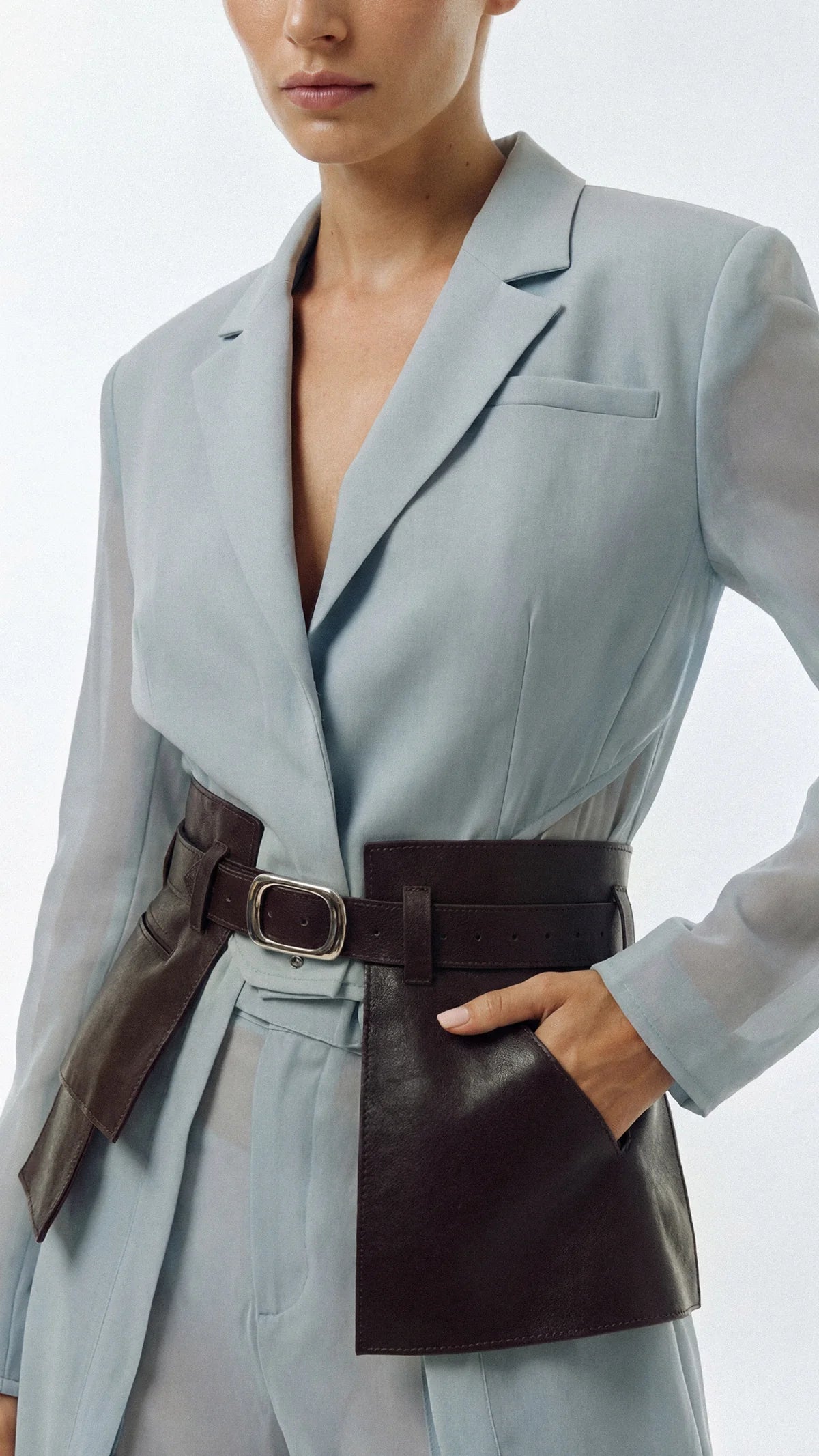 Brown Leather Basque Belt