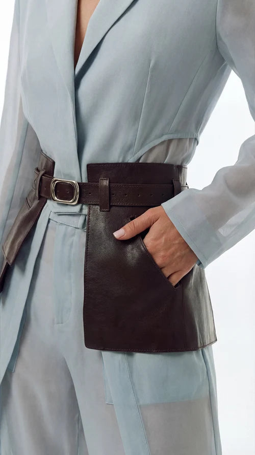 Brown Leather Basque Belt