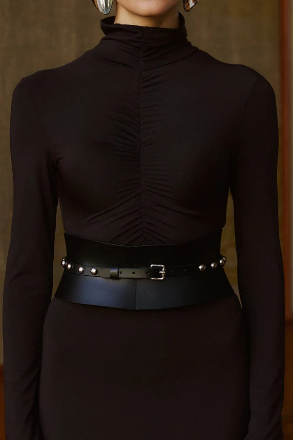 Black Leather Basque Belt