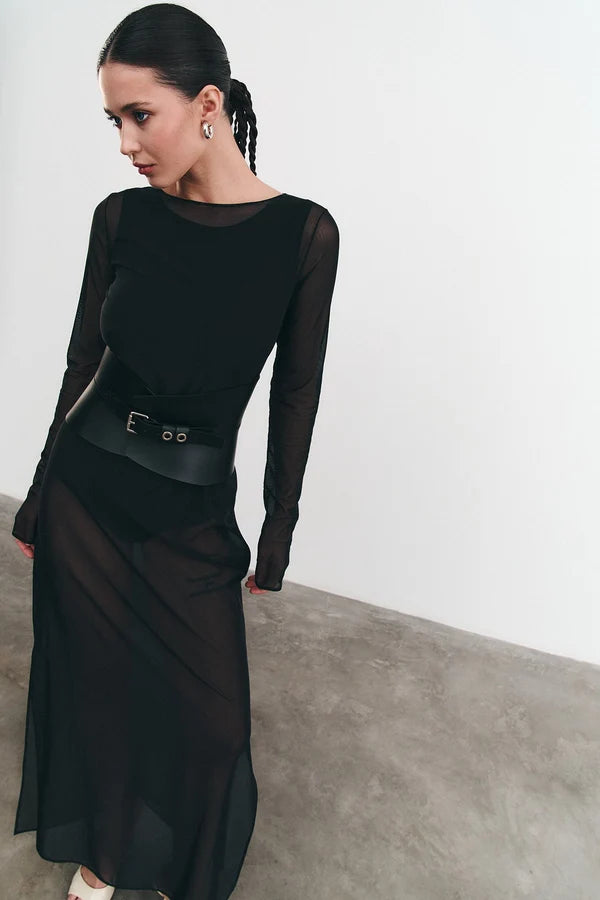 Black Leather Basque Belt