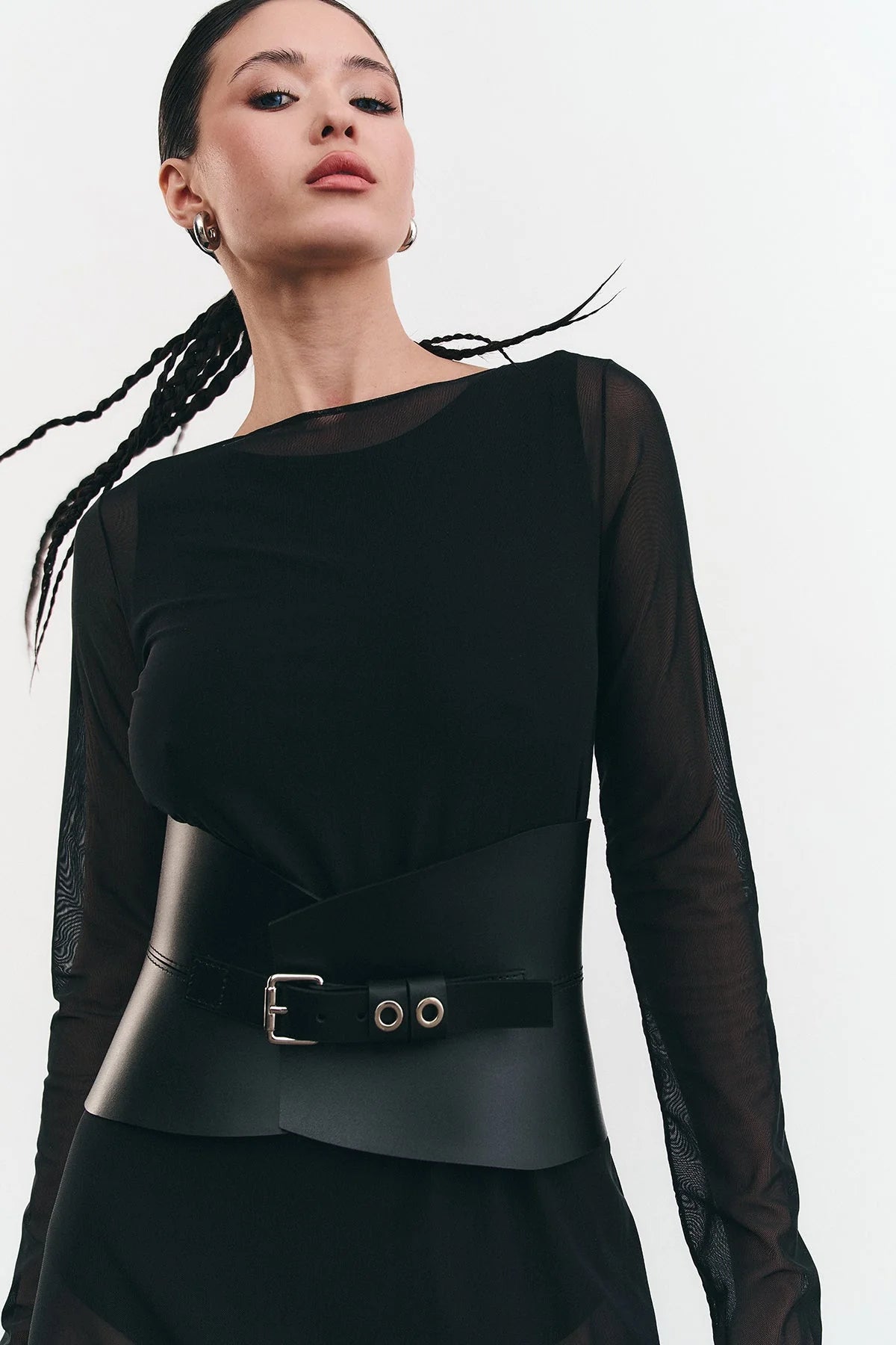 Black Leather Basque Belt