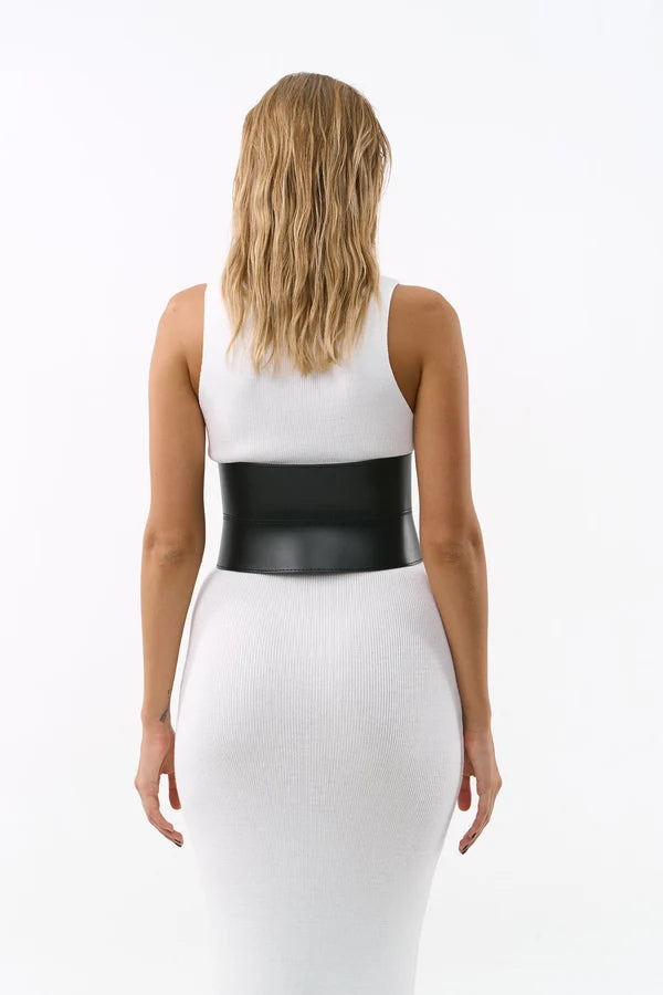 Black Leather Basque Belt