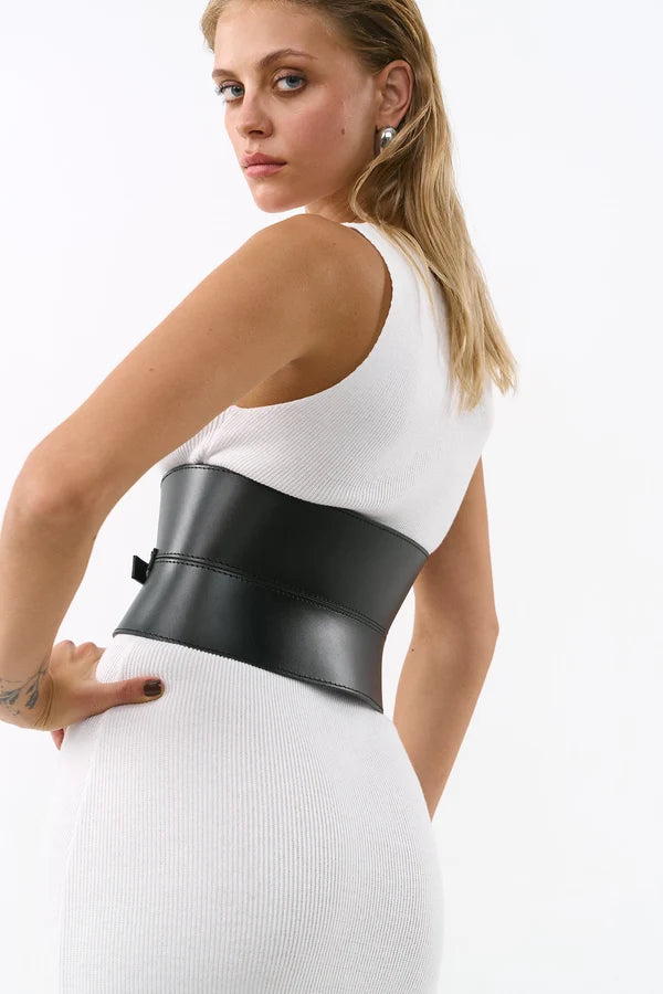 Black Leather Basque Belt