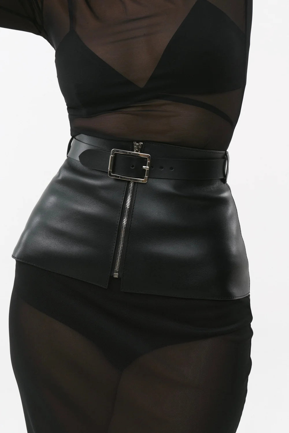 Black Leather Basque Belt