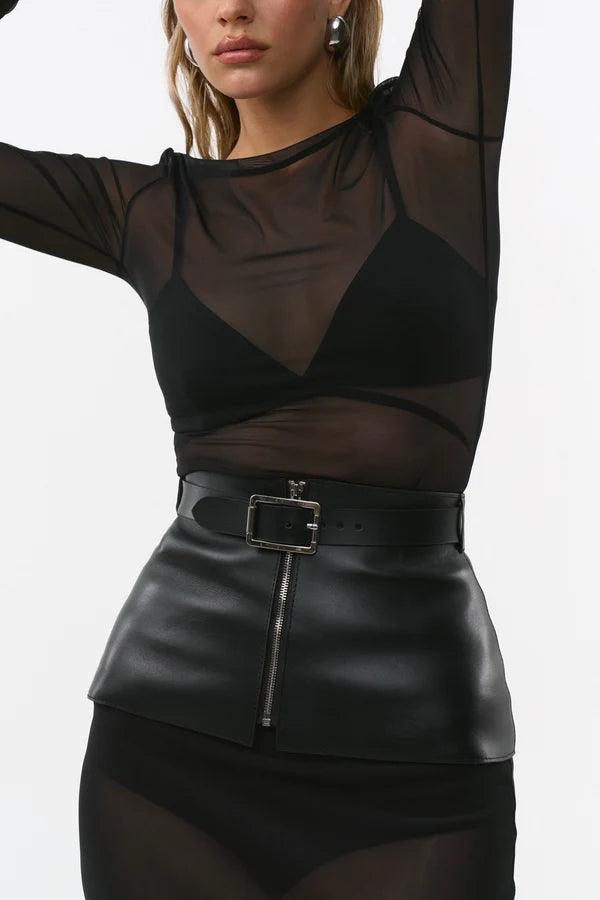 Black Leather Basque Belt