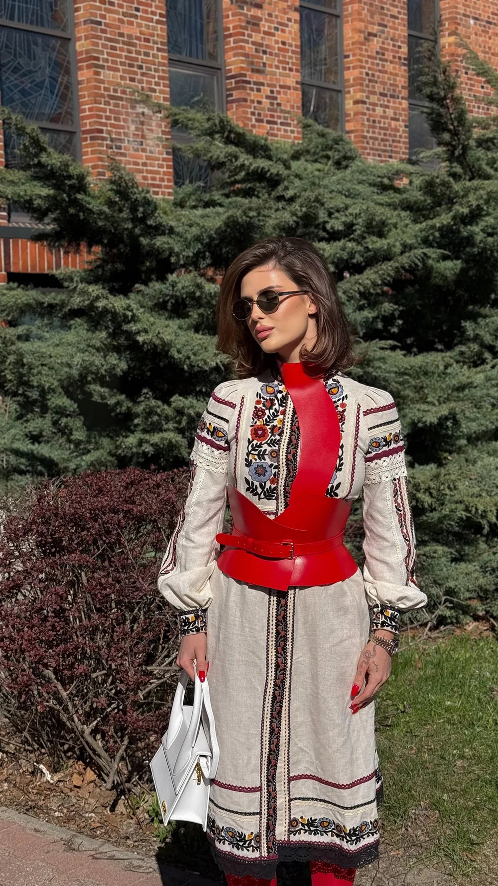Red Leather Basque Belt