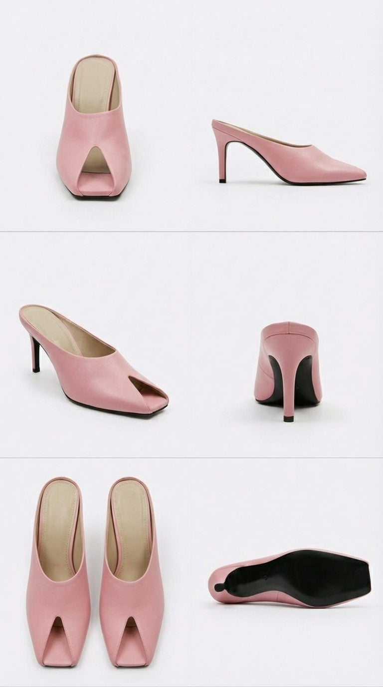 Pink leather mules miu