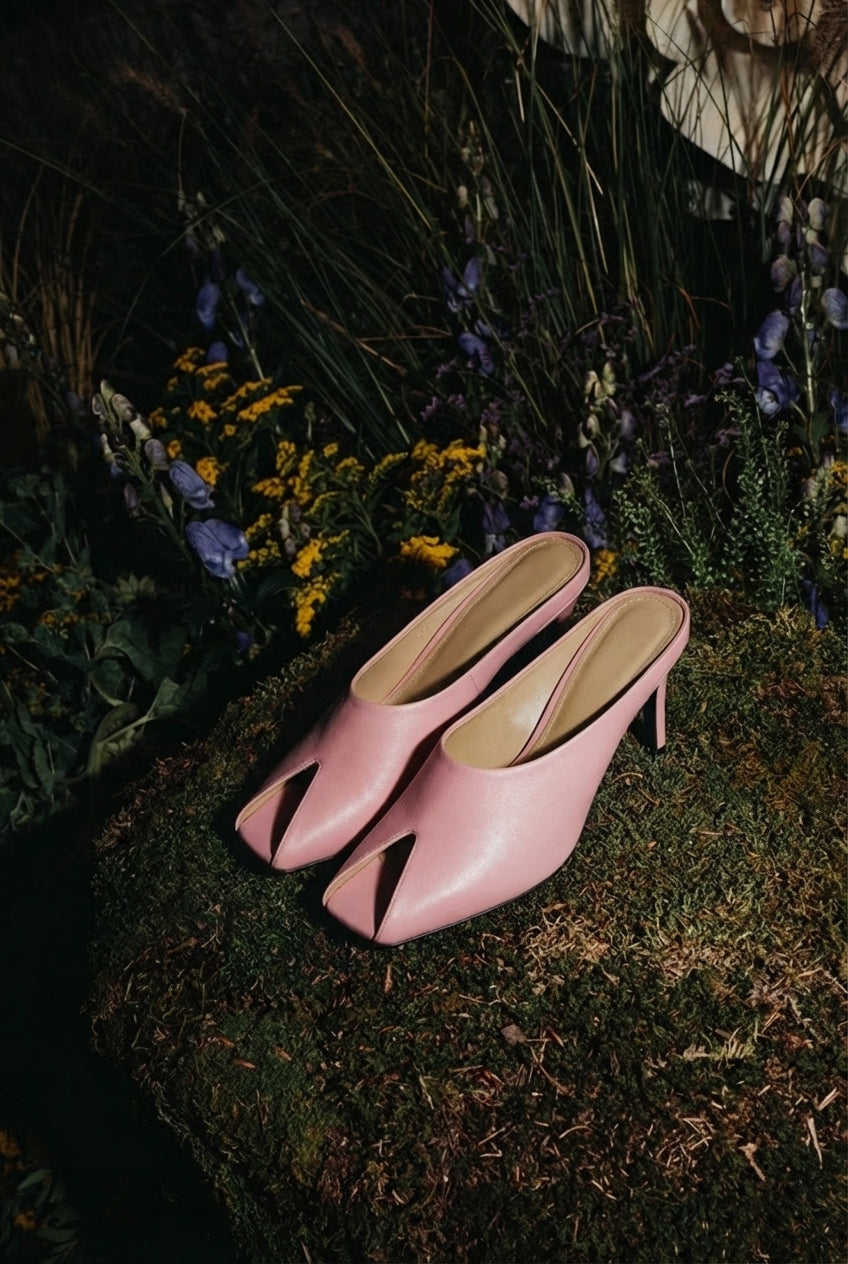 Pink leather mules miu