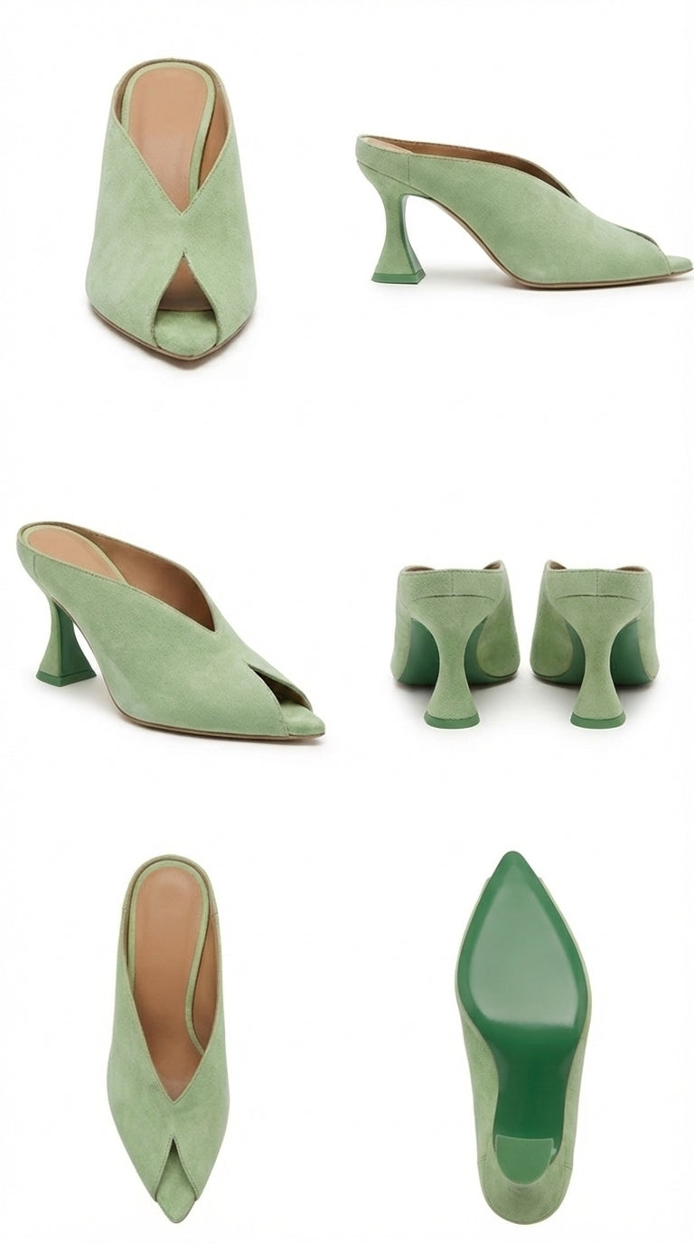 Pistachio suede mules Lotos