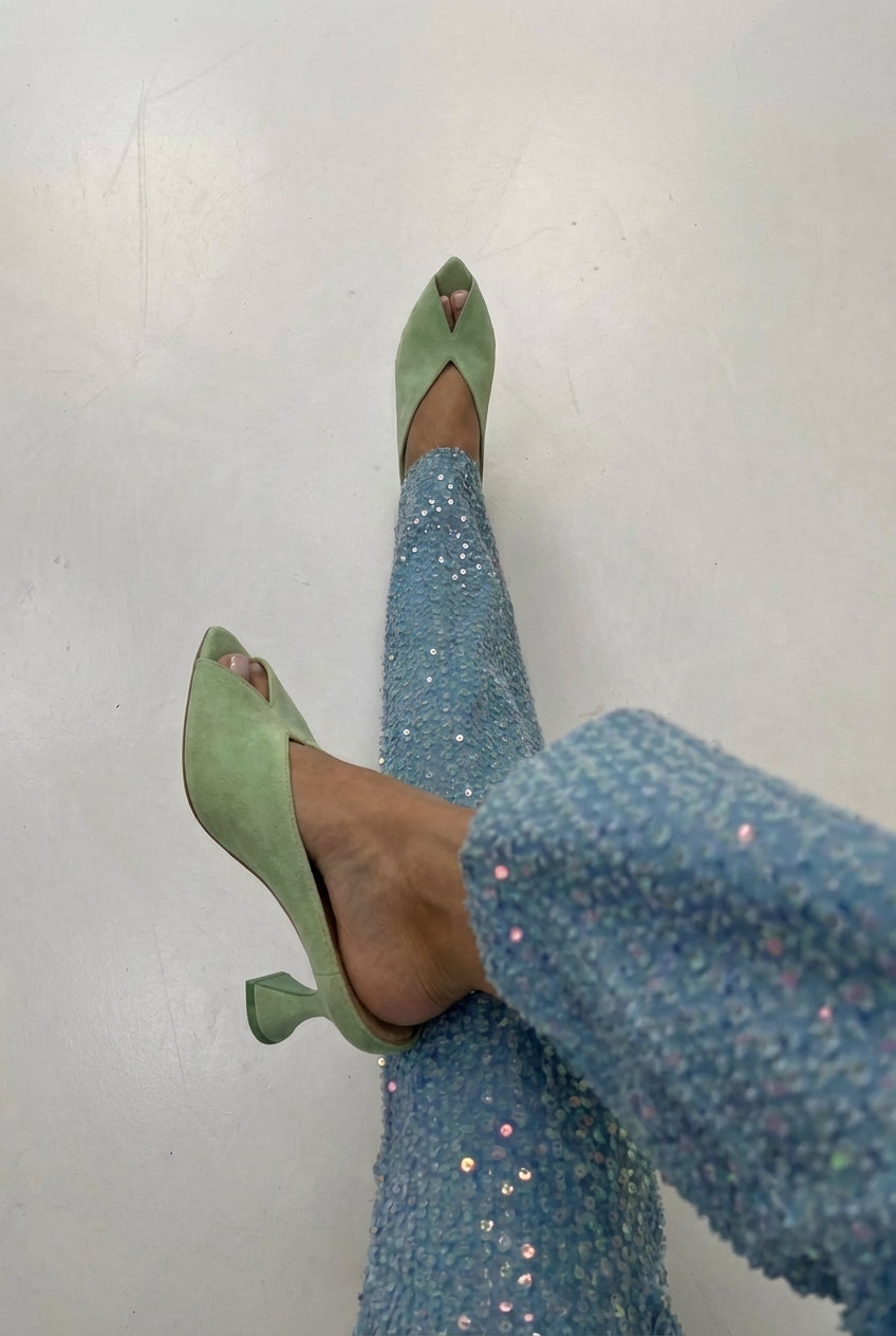 Pistachio suede mules Lotos