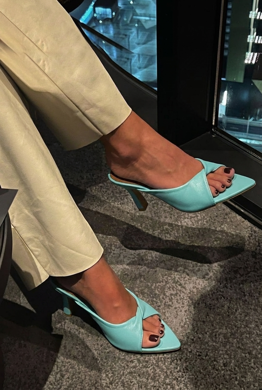 Blue leather mules Gina