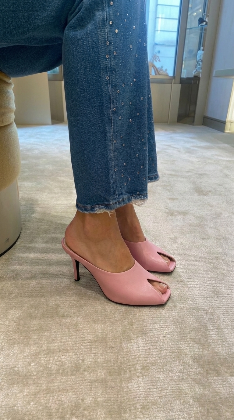 Pink leather mules miu