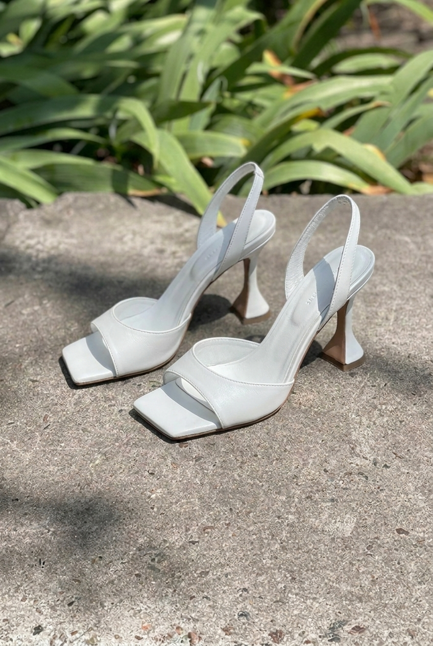 Heeled white sandals Olivia