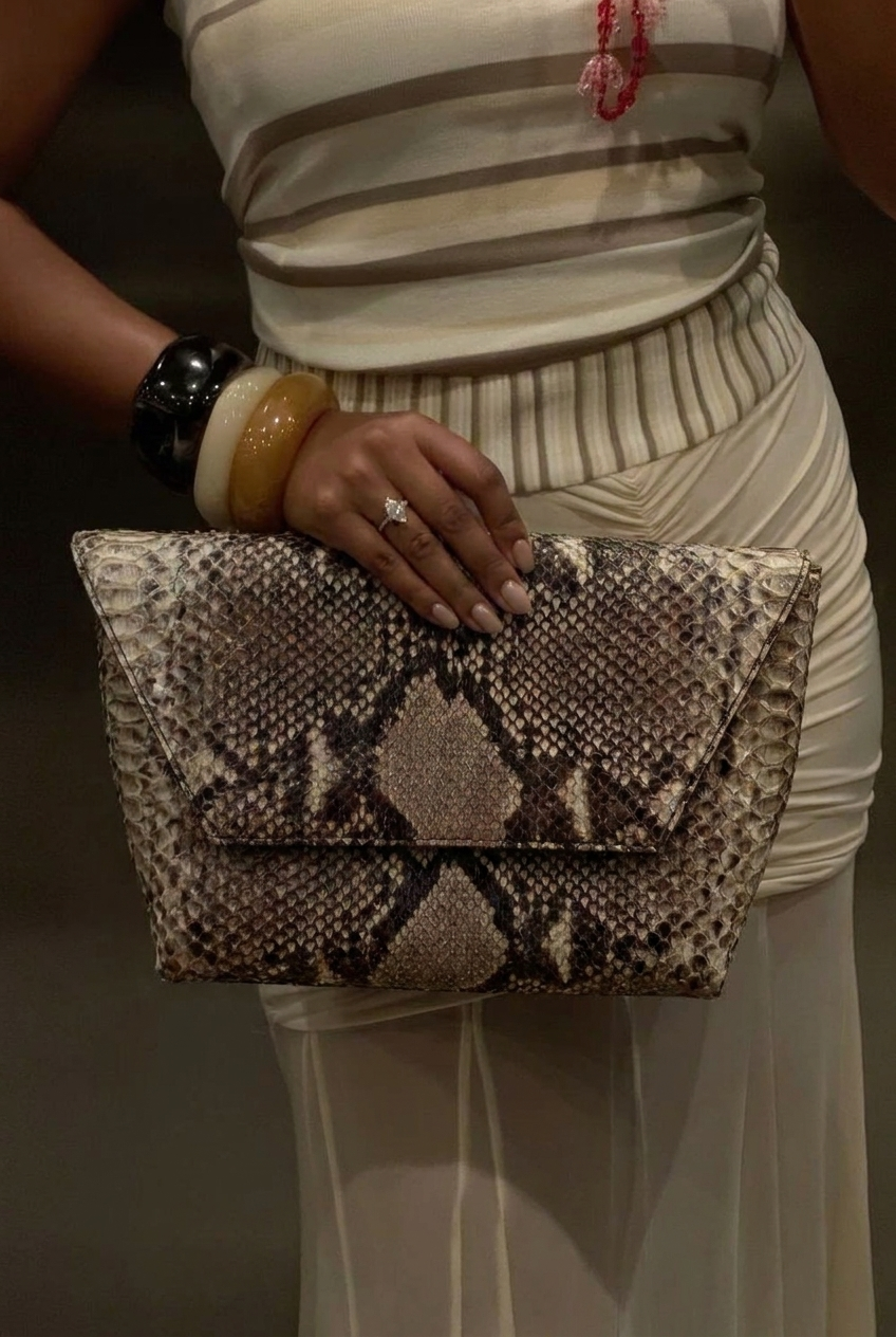 Beige leather bag Snake