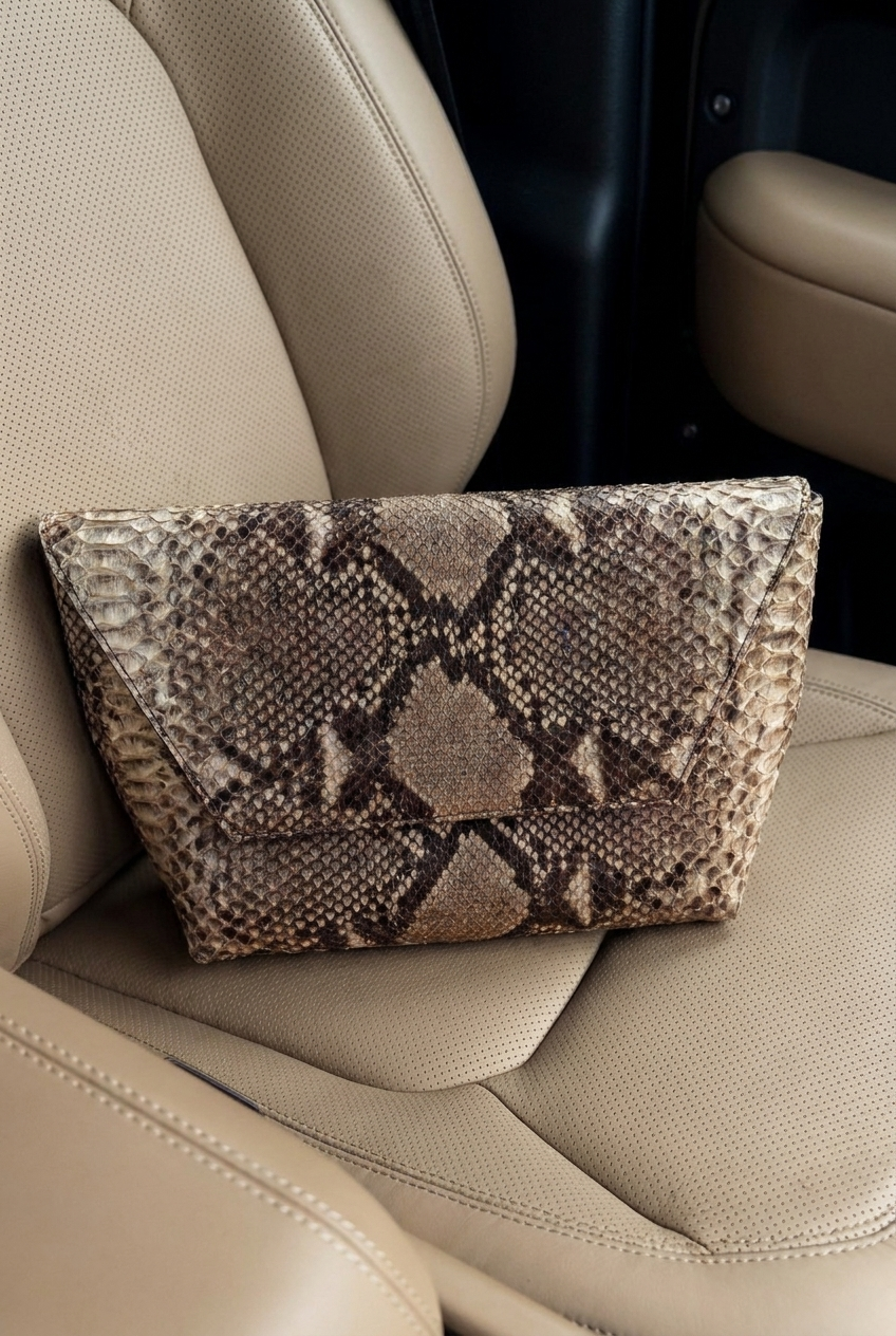 Beige leather bag Snake