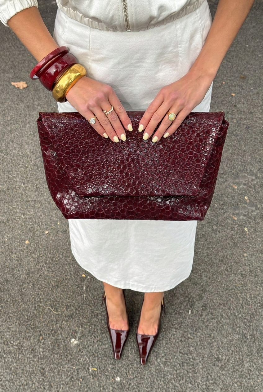 Red leather bag Croco