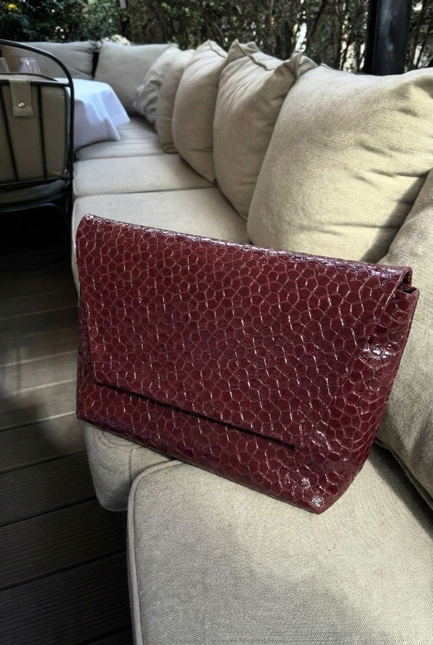 Red leather bag Croco
