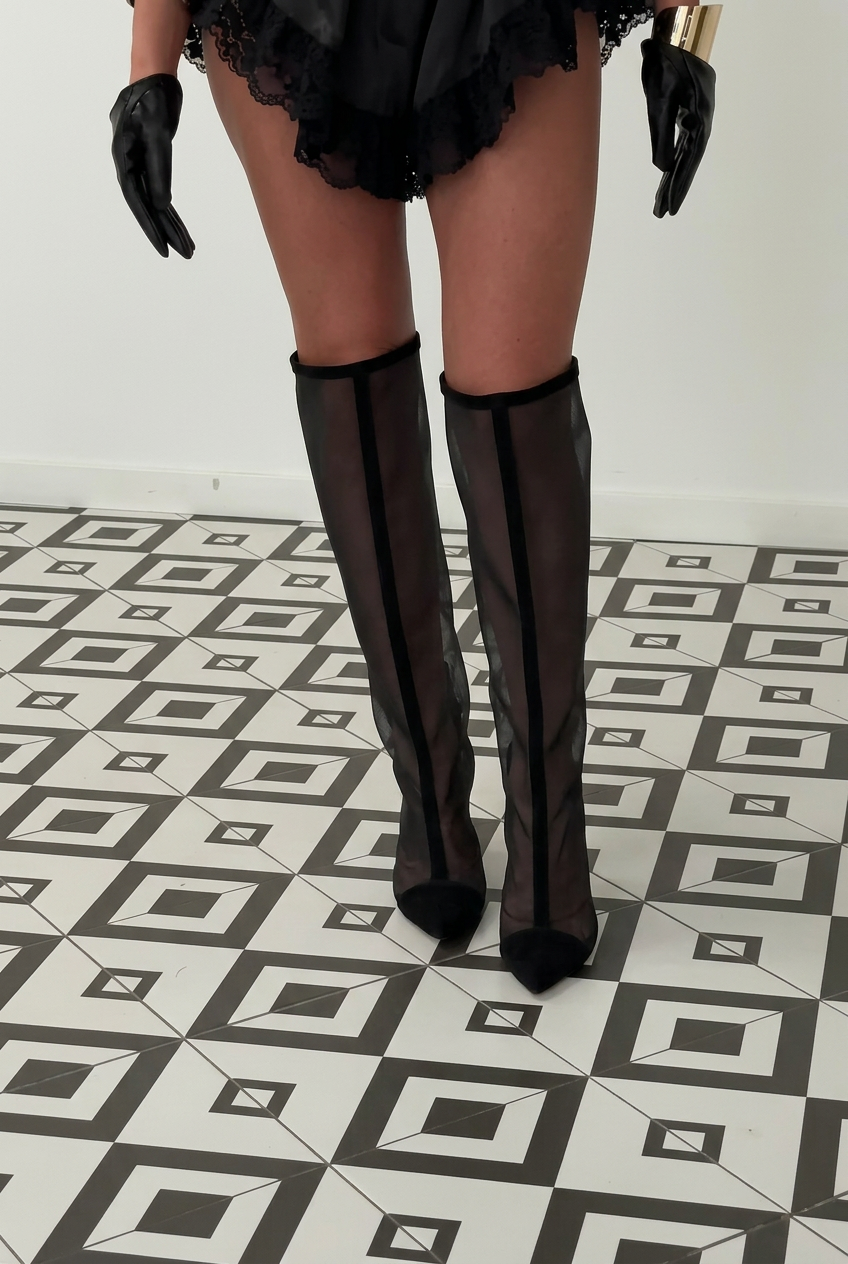 Heeled mesh boots Mari