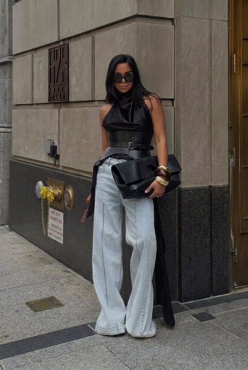 Black Leather Basque Belt