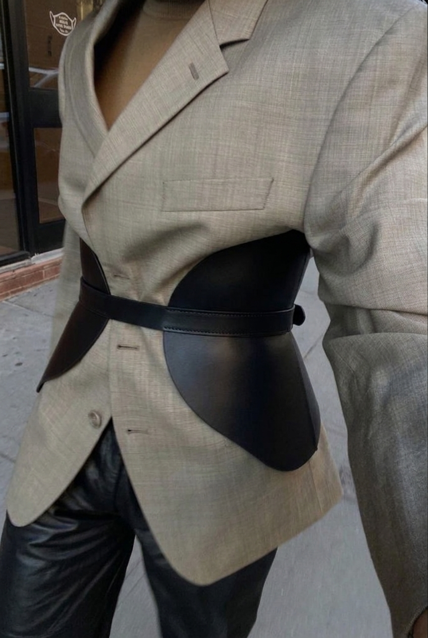 Black Leather Basque Belt