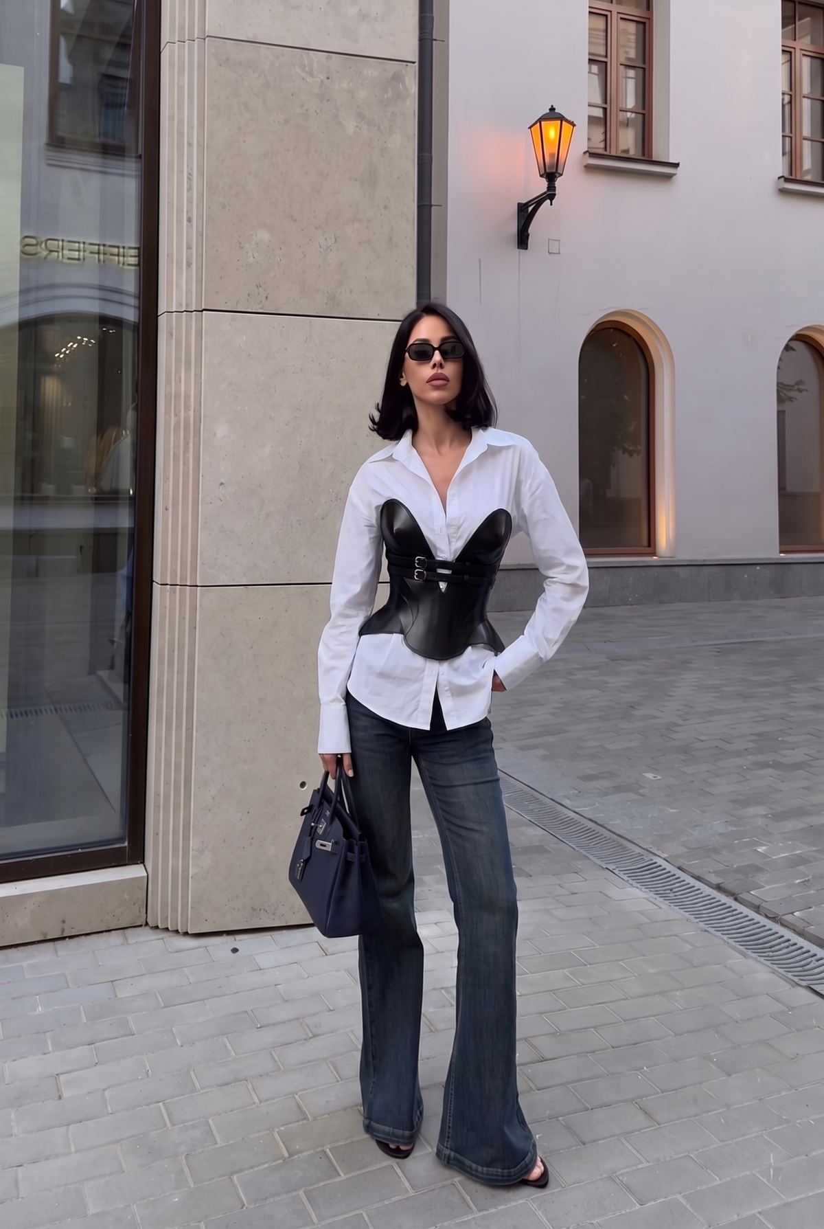Black Leather Basque Belt