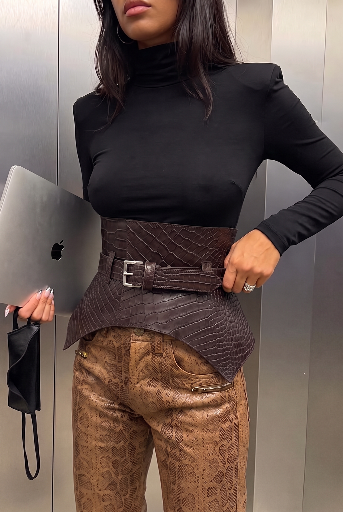 Brown Leather Basque Belt