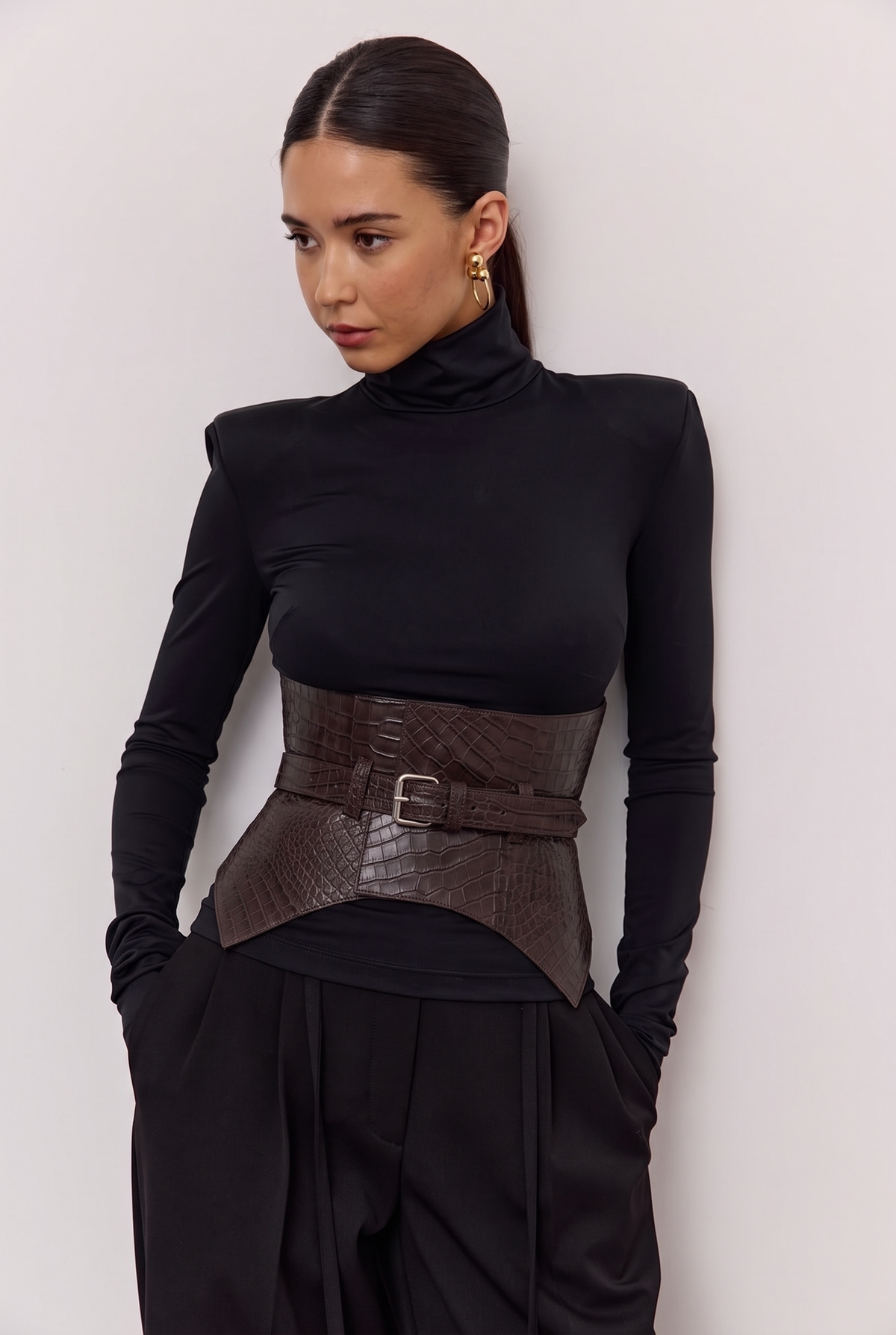 Brown Leather Basque Belt