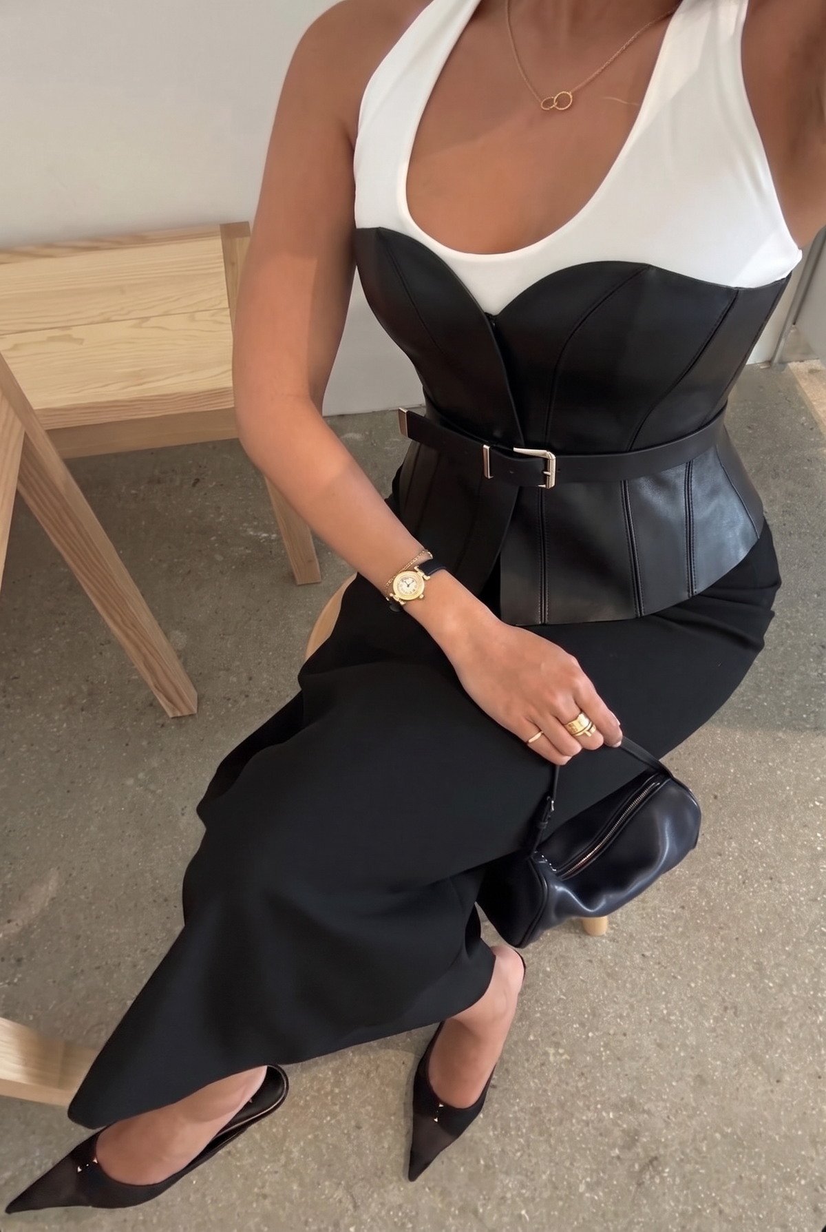 Black Leather Basque Belt
