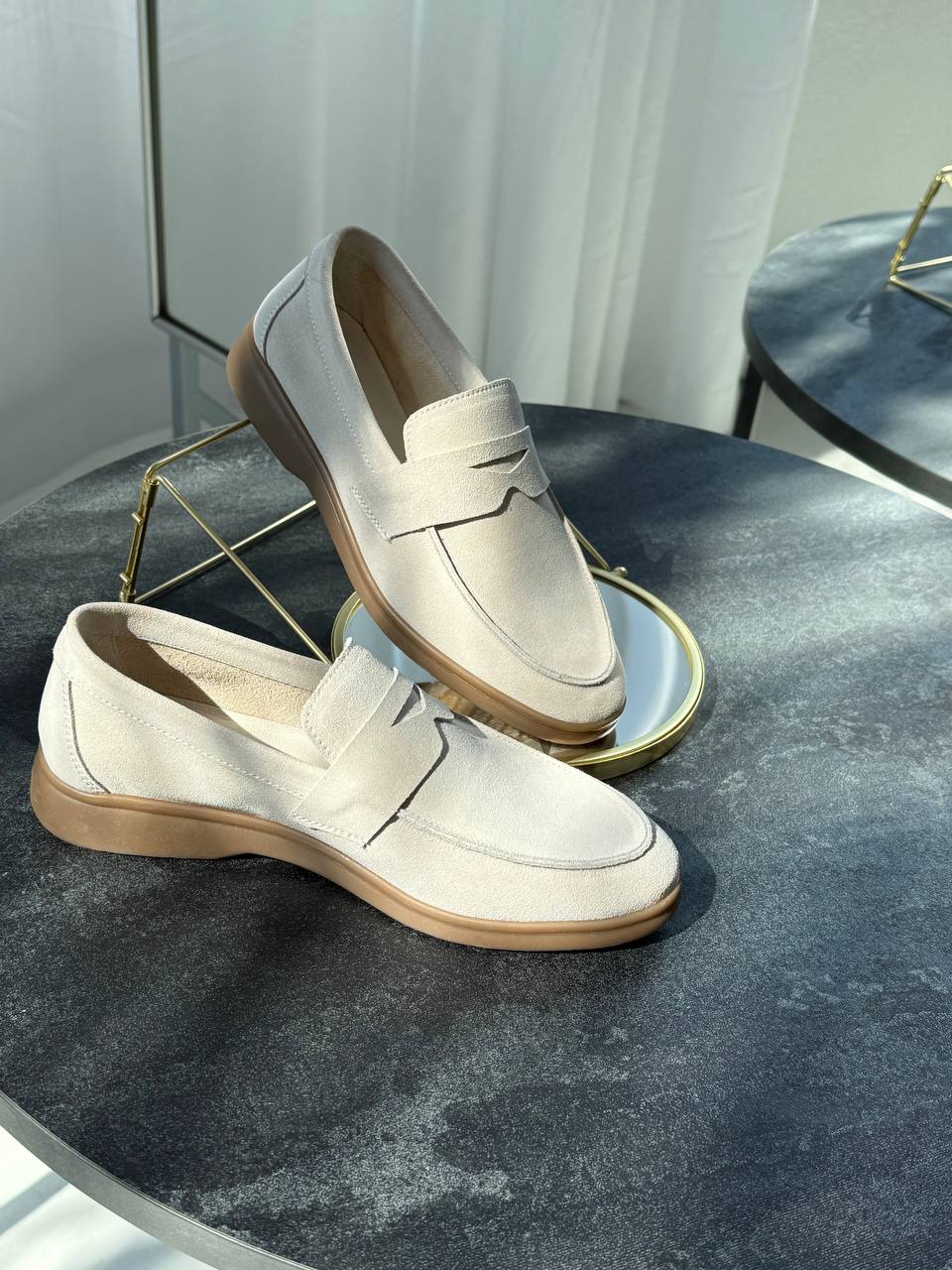Beige suede loafers Liza
